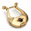 A golden lyre with an exquisite pattern and six strings Royalty Free Stock Photo