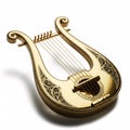 A golden lyre with an exquisite pattern and six strings Royalty Free Stock Photo