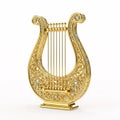 A golden lyre with an exquisite pattern and six strings Royalty Free Stock Photo