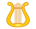 The golden lyre is a stringed musical instrument, a symbol of poetic inspiration. Lyra or harp of golden color Royalty Free Stock Photo