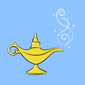 Golden magic lamp arabian fairy tale three wishes