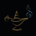 Golden magic miracle lamp wishes Royalty Free Stock Photo