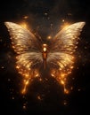 golden magical butterfly - fantasy mood - black background