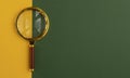 Golden magnifying glass over green background Royalty Free Stock Photo