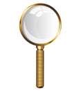 Golden Magnifying Glass. Transparent loupe on a white background. Isolated illustration