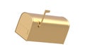 Golden mailbox isolated on white background Royalty Free Stock Photo