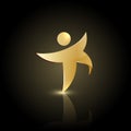 Golden man shape in motion icon. Royalty Free Stock Photo