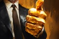 Golden Man In Suit: A Symbolic Thumbs Up In Analytical Art