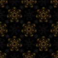 Golden mandala seamless pattern black background