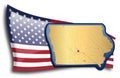 Golden map of Iowa against an American flag Royalty Free Stock Photo