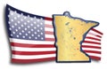 Golden map of Minnesota against an American flag Royalty Free Stock Photo