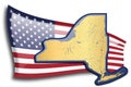 Golden map of New York against an American flag Royalty Free Stock Photo