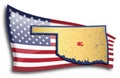 Golden map of Oklahoma against an American flag Royalty Free Stock Photo