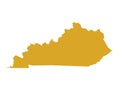 Gold Map of Kentucky Bluegrass State