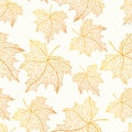 Golden maple leaves seamless pattern Royalty Free Stock Photo