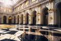 golden marble interior of the royal palace, golden palace, interior of the aristocratic castle museum,