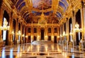 golden marble interior of the royal palace, golden palace, interior of the aristocratic castle museum,