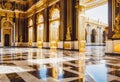 golden marble interior of the royal palace, golden palace, interior of the aristocratic castle museum,