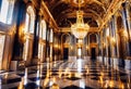 golden marble interior of the royal palace, golden palace, interior of the aristocratic castle museum,