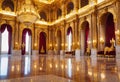 golden marble interior of the royal palace, golden palace, interior of the aristocratic castle museum,