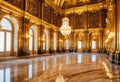 golden marble interior of the royal palace, golden palace, interior of the aristocratic castle museum,