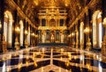 golden marble interior of the royal palace, golden palace, interior of the aristocratic castle museum,