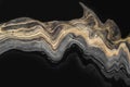 Golden marble wave zigzag on black. Abstract background or texture. Acrylic Fluid Art