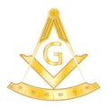 Golden masonic square and compass symbol