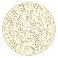 Golden Maze vector illustration. Circle maze template