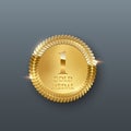 Golden medal 3d realistic vector illustration Royalty Free Stock Photo