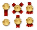 Golden medal 3d realistic vector illustrations set Royalty Free Stock Photo