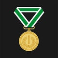 Golden medal for first place icon flat design on black