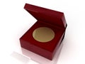 Golden medal in red gift box Royalty Free Stock Photo