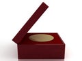 Golden medal in red gift box Royalty Free Stock Photo