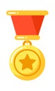 Golden medal with star with ribbon, military insignia