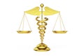 Golden Medical Caduceus Symbol as Scales. 3d Rendering