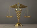 Golden Medical Caduceus Symbol as Scales. 3d Rendering