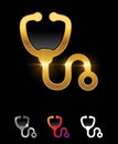 Golden Medical Device Stethoscope Vector Sign