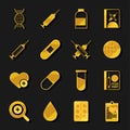 golden medical health icons