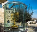 Golden Menorah - copy of one used in Second Temple in Jewish Quarter . Jerusalem,