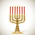 Golden menorah with seven candles