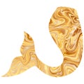 Golden mermaid tail. Golden fishtail. Hand-drawn illustration