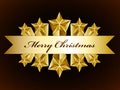 Golden merry christmas stars label