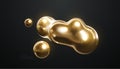 Golden metaball shape. Morphing metallic blob. Vector 3d illustration. Abstract 3d background. Banner or sign design