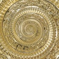 Golden Metal Abstract Spiral Background Pattern Fractal. Decorative Ornament Element. Golden Metallic Decorative Ornament Element.