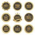 Golden metal best choice premium quality badges set isolated illustration