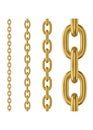 Golden metal chain. Realistic vector seamless chain for brushes and design. Royalty Free Stock Photo