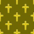 Golden Metal Cross Seamless Pattern