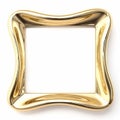Golden metal frame of a curved curve of a fancy shape on a white background, color play and transitions, an element of design