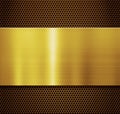 Gold metal plate over comb grate background 3d illustration